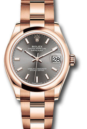Rolex Everose Gold Datejust 31 Watch - Domed Bezel - Rhodium Index Dial - Oyster Bracelet - 278245 dkrhio