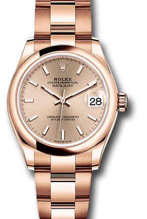 Rolex Everose Gold Datejust 31 Watch - Domed Bezel - RosŽ Index Dial - Oyster Bracelet - 278245 rsio