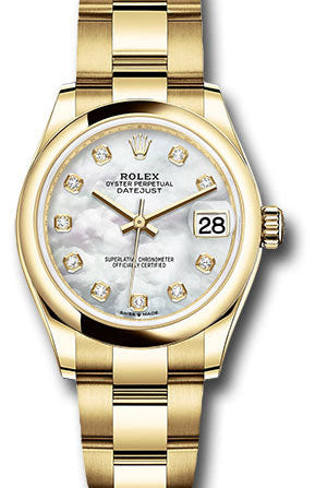 Rolex Yellow Gold Datejust 31 Watch - Domed Bezel - Mother-of-Pearl Diamond Dial - Oyster Bracelet - 278248 mdo