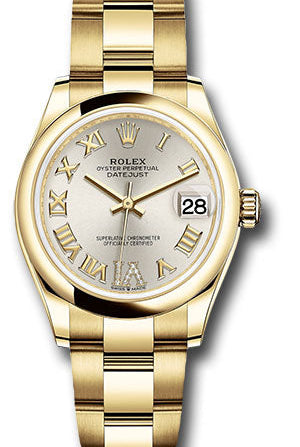 Rolex Yellow Gold Datejust 31 Watch - Domed Bezel - Silver Diamond Six Dial - Oyster Bracelet - 278248 sdr6o