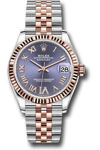 Rolex Steel and Everose Gold Datejust 31 Watch - Fluted Bezel - Chocolate Diamond Roman VI Dial - Jubilee Bracelet - 278271 aubdr6j