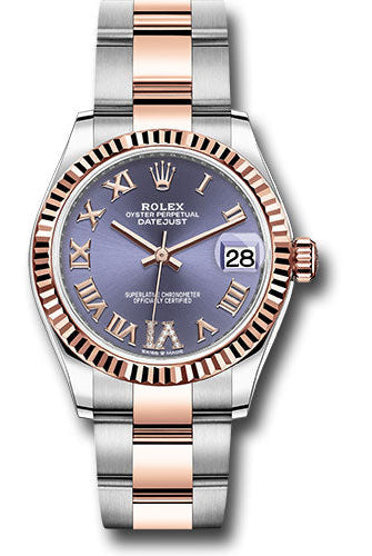 Rolex Steel and Everose Gold Datejust 31 Watch - Fluted Bezel - Chocolate Diamond Roman VI Dial - Oyster Bracelet - 278271 aubdr6o