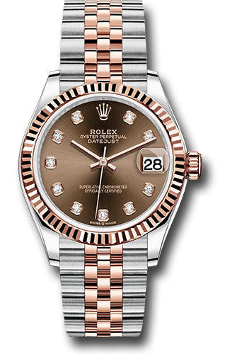 Rolex Steel and Everose Gold Datejust 31 Watch - Fluted Bezel - White Roman Dial - Jubilee Bracelet - 278271 chodj