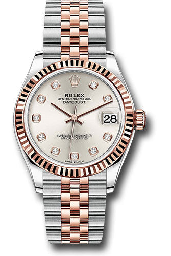 Rolex Steel and Everose Gold Datejust 31 Watch - Fluted Bezel - RosŽ Diamond Dial - Jubilee Bracelet - 278271 sdj