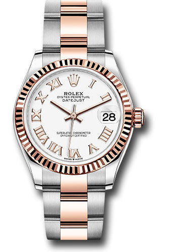 Rolex Steel and Everose Gold Datejust 31 Watch - Fluted Bezel - RosŽ Index Dial - Oyster Bracelet - 278271 wro