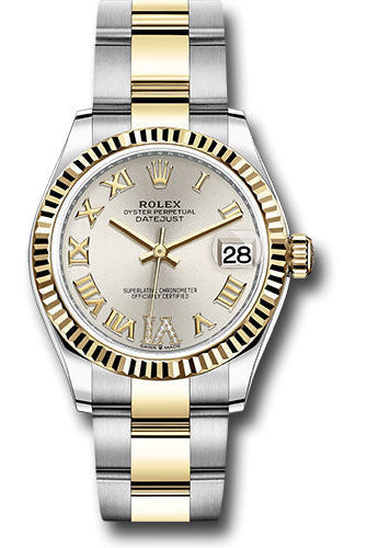 Rolex Steel and Yellow Gold Datejust 31 Watch - Fluted Bezel - Silver Diamond Roman Six Dial - Oyster Bracelet - 278273 sdr6o