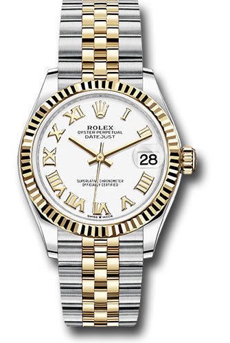 Rolex Steel and Yellow Gold Datejust 31 Watch - Fluted Bezel - White Roman Dial - Jubilee Bracelet - 278273 wrj