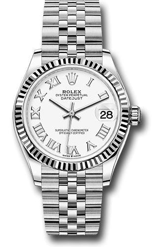 Rolex Steel and White Gold Datejust 31 Watch - Fluted Bezel - White Roman Dial - Jubilee Bracelet - 278274 wrj