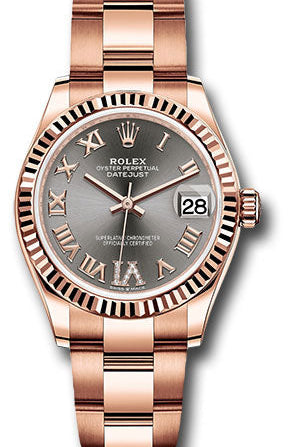 Rolex Everose Gold Datejust 31 Watch - Fluted Bezel - Rhodium Diamond Six Dial - Oyster Bracelet - 278275 dkrhdr6o
