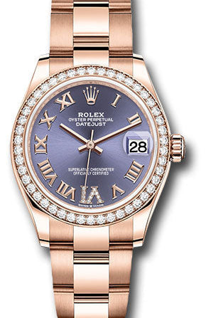 Rolex Everose Gold Datejust 31 Watch - Diamond Bezel - Aubergine Diamond Six Dial - Oyster Bracelet - 278285RBR aubdr6o