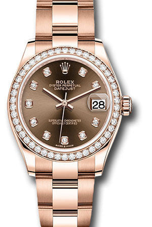 Rolex Everose Gold Datejust 31 Watch - Diamond Bezel - Chocolate Diamond Dial - Oyster Bracelet - 278285RBR chodo