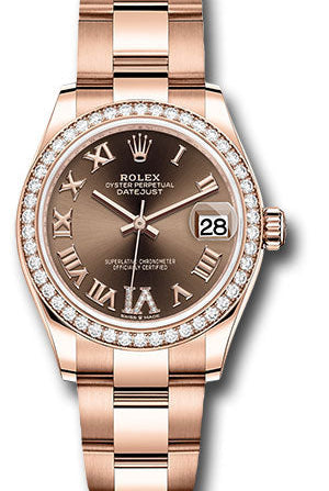 Rolex Everose Gold Datejust 31 Watch - Diamond Bezel - Chocolate Diamond Six Dial - Oyster Bracelet - 278285RBR chodr6o