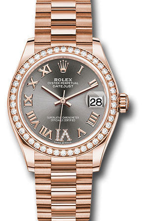 Rolex Everose Gold Datejust 31 Watch - Diamond Bezel - Rhodium Diamond Six Dial - President Bracelet - 278285RBR dkrhdr6p