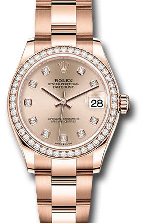 Rolex Everose Gold Datejust 31 Watch - Diamond Bezel - RosŽ Diamond Dial - Oyster Bracelet - 278285RBR rsdo