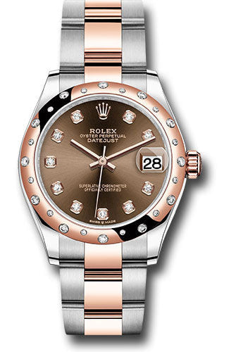 Rolex Steel and Everose Gold Datejust 31 Watch - 24 Diamond Bezel - White Roman Dial - Oyster Bracelet - 278341RBR chodo