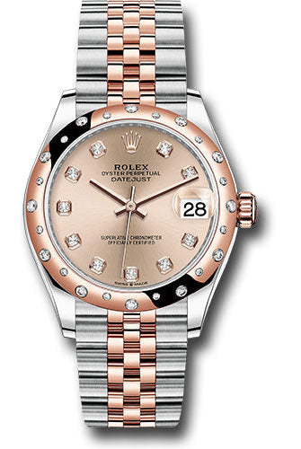 Rolex Steel and Everose Gold Datejust 31 Watch - 24 Diamond Bezel - Chocolate Diamond Dial - Jubilee Bracelet - 278341RBR rodj