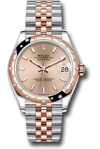 Rolex Steel and Everose Gold Datejust 31 Watch - 24 Diamond Bezel - RosŽ Roman Dial - Jubilee Bracelet - 278341RBR roij
