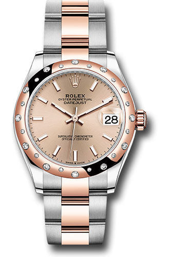 Rolex Steel and Everose Gold Datejust 31 Watch - 24 Diamond Bezel - RosŽ Roman Dial - Oyster Bracelet - 278341RBR roio
