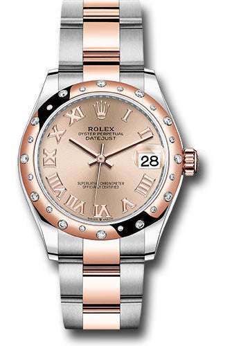 Rolex Steel and Everose Gold Datejust 31 Watch - 24 Diamond Bezel - Dark Rhodium Index Dial - Oyster Bracelet - 278341RBR roro