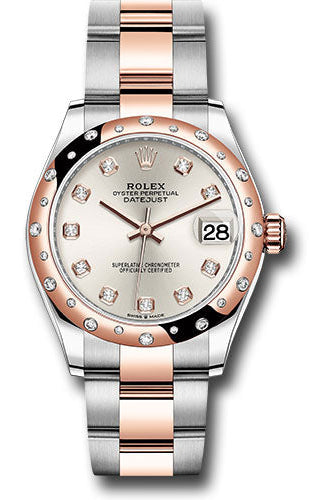 Rolex Steel and Everose Gold Datejust 31 Watch - 24 Diamond Bezel - RosŽ Diamond Dial - Oyster Bracelet - 278341RBR sdo