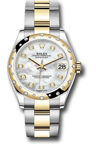 Rolex Steel and Yellow Gold Datejust 31 Watch - Domed Diamond Bezel - Mother-of-Pearl Diamond Dial - Oyster Bracelet - 278343 mdo