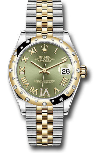 Rolex Steel and Yellow Gold Datejust 31 Watch - Domed Diamond Bezel - Olive Green Diamond Roman Six Dial - Jubilee Bracelet - 278343 ogdr6j