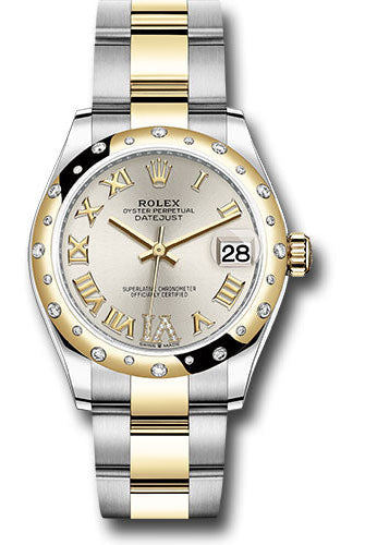 Rolex Steel and Yellow Gold Datejust 31 Watch - Domed Diamond Bezel - Silver Diamond Roman Six Dial - Oyster Bracelet - 278343 sdr6o