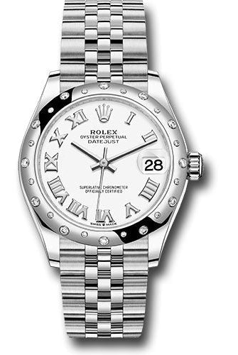 Rolex Steel and White Gold Datejust 31 Watch - Domed 24 Diamond Bezel - White Roman Dial - Jubilee Bracelet - 278344RBR wrj
