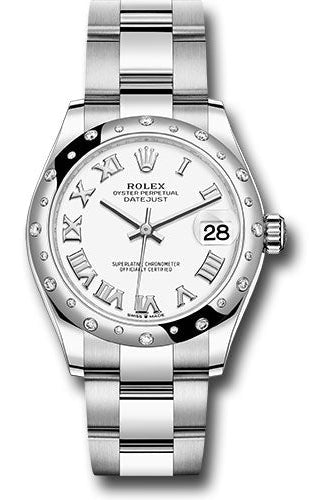 Rolex Steel and White Gold Datejust 31 Watch - Domed 24 Diamond Bezel - White Roman Dial - Oyster Bracelet - 278344RBR wro