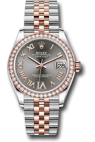 Rolex Steel and Everose Gold Datejust 31 Watch - 46 Diamond Bezel - Dark Rhodium Diamond Roman VI Dial - Jubilee Bracelet - 278381RBR dkrhdr6j