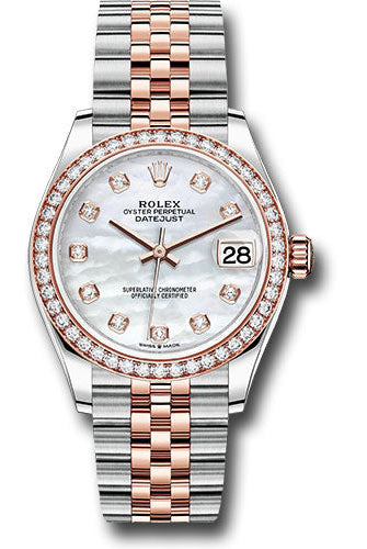 Rolex Steel and Everose Gold Datejust 31 Watch - 46 Diamond Bezel - Mother-of-Pearl Diamond Dial - Jubilee Bracelet - 278381RBR mdj