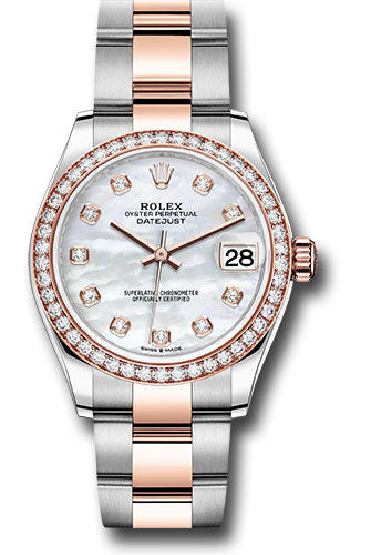 Rolex Steel and Everose Gold Datejust 31 Watch - 46 Diamond Bezel - Mother-of-Pearl Diamond Dial - Oyster Bracelet -