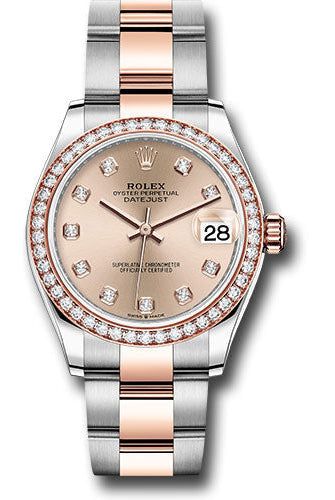 Rolex Steel and Everose Gold Datejust 31 Watch - 46 Diamond Bezel - Rose Diamond Dial - Oyster Bracelet - 278381RBR rodo