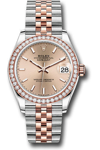 Rolex Steel and Everose Gold Datejust 31 Watch - 46 Diamond Bezel - RosŽ Index Dial - Jubilee Bracelet - 278381RBR roij