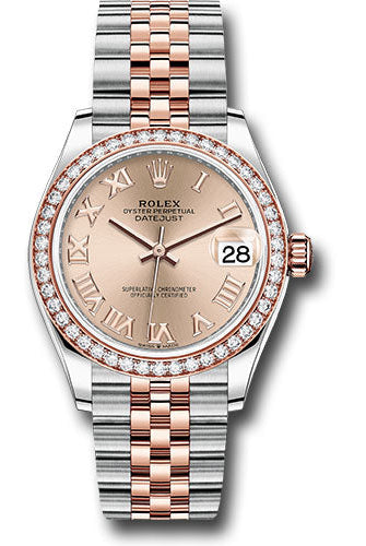 Rolex Steel and Everose Gold Datejust 31 Watch - 46 Diamond Bezel - RosŽ Roman Dial - Jubilee Bracelet - 278381RBR rorj