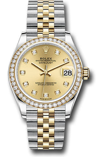 Rolex Steel and Yellow Gold Datejust 31 Watch - Diamond Bezel - Champagne Diamond Dial - Jubilee Bracelet - 278383RBR chdj