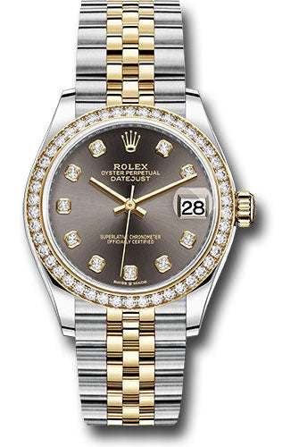 Rolex Steel and Yellow Gold Datejust 31 Watch - Diamond Bezel - Dark Grey Diamond Dial - Jubilee Bracelet - 278383RBR dkgdj