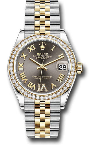 Rolex Steel and Yellow Gold Datejust 31 Watch - Diamond Bezel - Dark Grey Diamond Roman Six Dial - Jubilee Bracelet - 278383RBR dkgdr6j