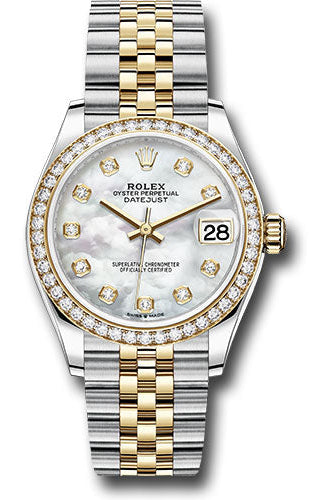 Rolex Steel and Yellow Gold Datejust 31 Watch - Diamond Bezel - Mother-of-Pearl Diamond Dial - Jubilee Bracelet - 278383RBR