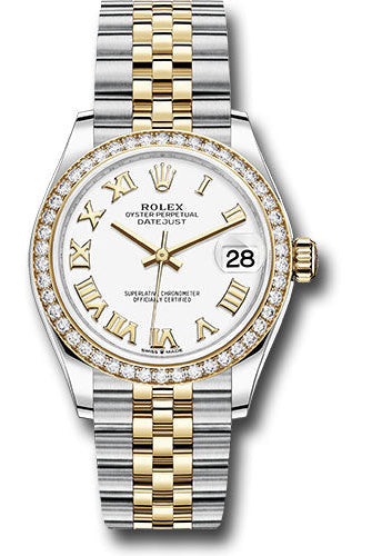 Rolex Steel and Yellow Gold Datejust 31 Watch - Diamond Bezel - White Roman Dial - Jubilee Bracelet - 278383RBR wrj