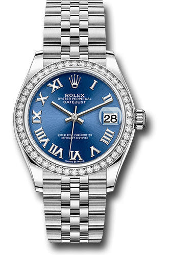 Rolex Steel and White Gold Datejust 31 Watch - Diamond Bezel - Blue Roman Dial - Jubilee Bracelet - 278384RBR blrj