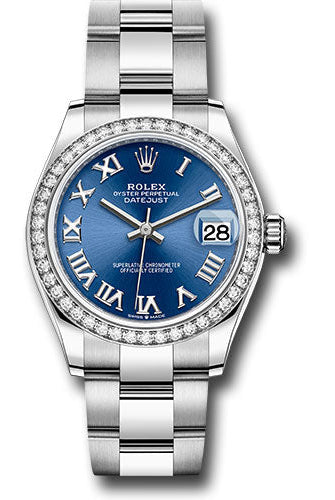 Rolex Steel and White Gold Datejust 31 Watch - Diamond Bezel - Blue Roman Dial - Oyster Bracelet - 278384RBR blro