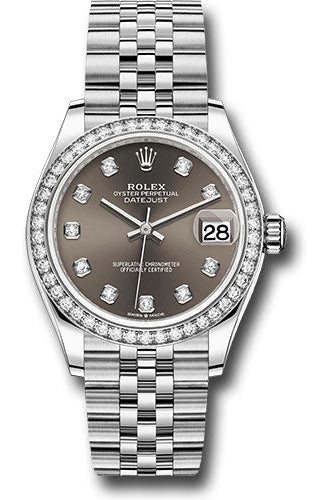 Rolex Steel and White Gold Datejust 31 Watch - Diamond Bezel - Dark Grey Diamond Dial - Jubilee Bracelet - 278384RBR dkgdj