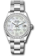 Rolex Steel and White Gold Datejust 31 Watch - Diamond Bezel - White Mother-Of-Pearl Diamond Dial - Oyster Bracelet - 278384RBR mdo