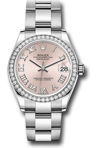 Rolex Steel and White Gold Datejust 31 Watch - Diamond Bezel - Pink Roman Dial - Oyster Bracelet - 278384RBR pro