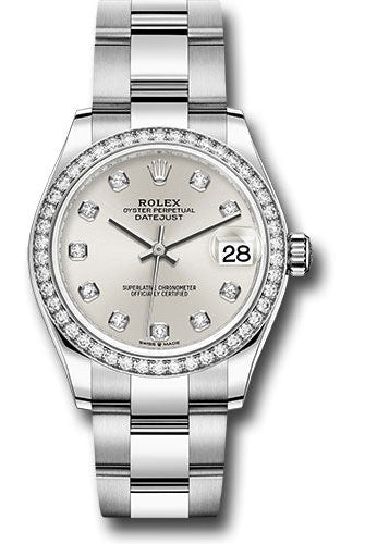 Rolex Steel and White Gold Datejust 31 Watch - Diamond Bezel - Silver Diamond Dial - Oyster Bracelet - 278384RBR sdo