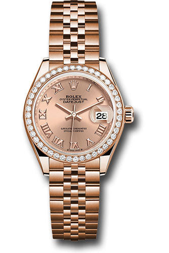 Rolex Everose Gold Lady-Datejust Watch - Diamond Bezel - Rose Roman Dial - Jubilee Bracelet - 279135rbr rsrj