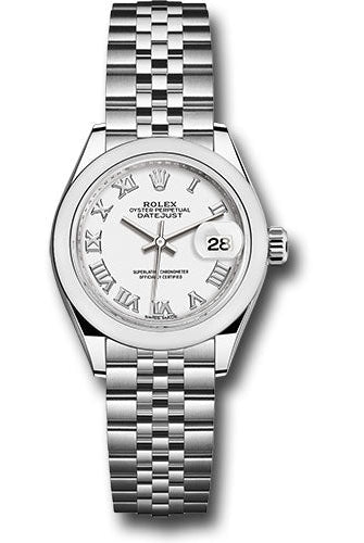 Rolex Steel Lady-Datejust 28 Watch - Domed Bezel - White Roman Dial - Jubilee Bracelet - 279160 wrj