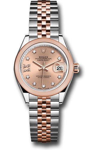Rolex Everose Rolesor Lady-Datejust Watch - Domed Bezel - Rose Star Diamond Roman 9 Dial - Jubilee Bracelet - 279161