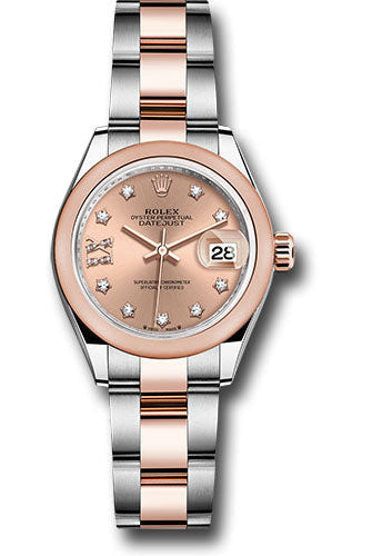 Rolex Everose Rolesor Lady-Datejust Watch - Domed Bezel - Rose Star Diamond Roman 9 Dial - Oyster Bracelet - 279161 rs9dix8do